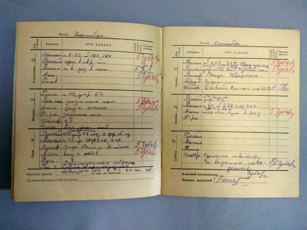 школьный дневник ученицы 5 класса Васильевской средней школы с. Васильевка Гоголевой Лены, за 1978-1979 учебный год.